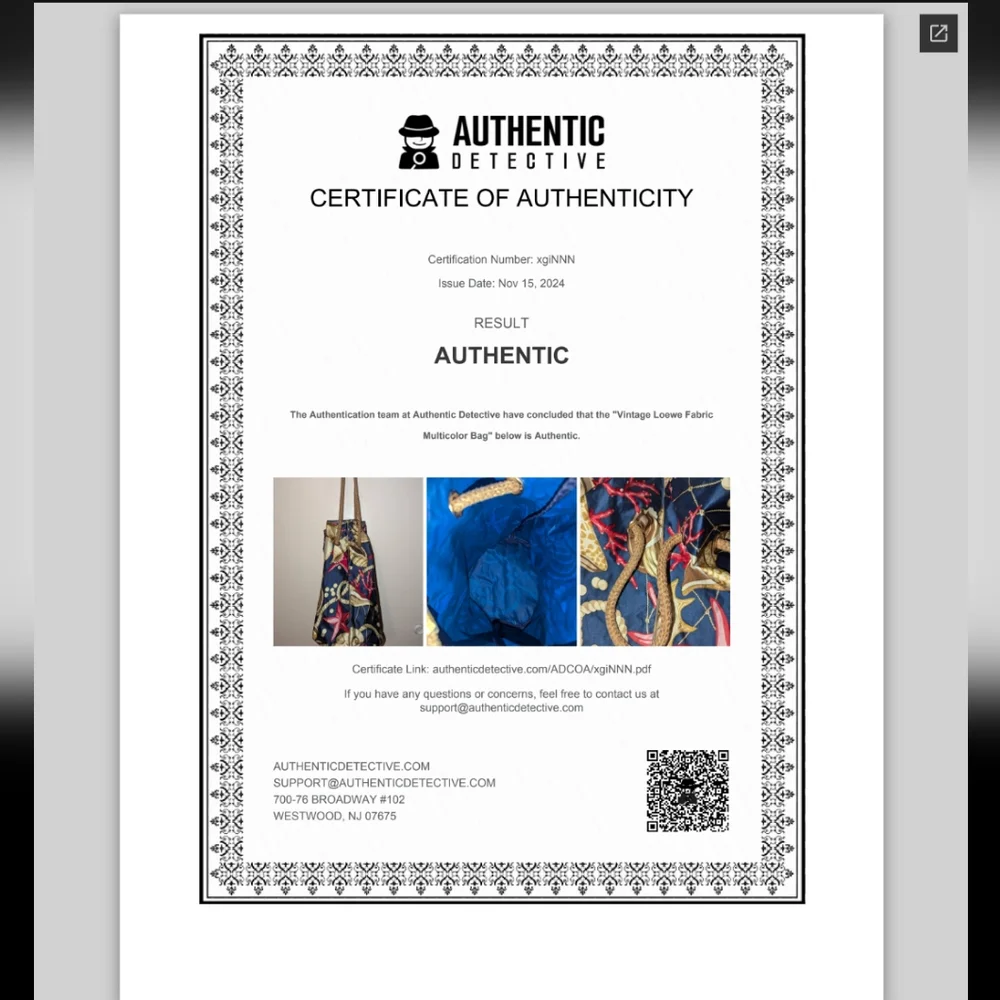 Loewe Nylon Fabric Multicolor Bag Rare Vintage with COA GUC